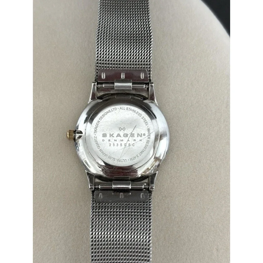 Skagen Watch Women’s Silver Dial Stainless Steel Round Mesh Band New Battery